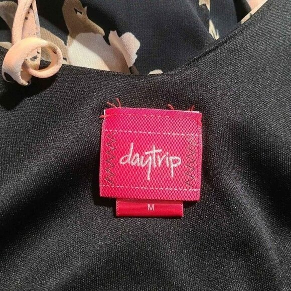 Daytrip Black Floral Spaghetti Strap Tie Back Half Lined Side Split Maxi Dress - Picture 5 of 9